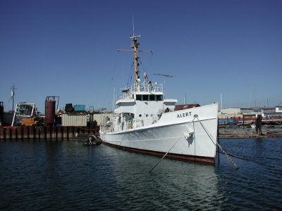 Alert, an old Coast Guard Cutter at pierside
