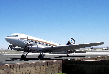 DC-3 in Baja Air livery at Fox Field