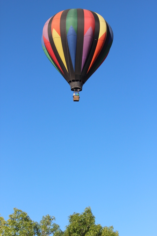 A hot air ballon flying over the house, Sept. 2012