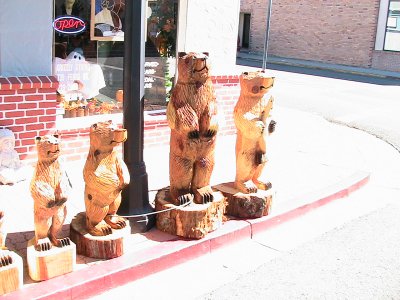 bear carvings on a corner