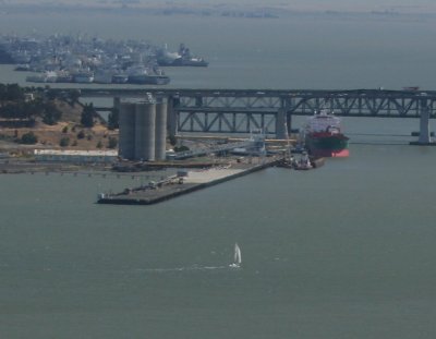 boat near benecia bridge and mothball fleet