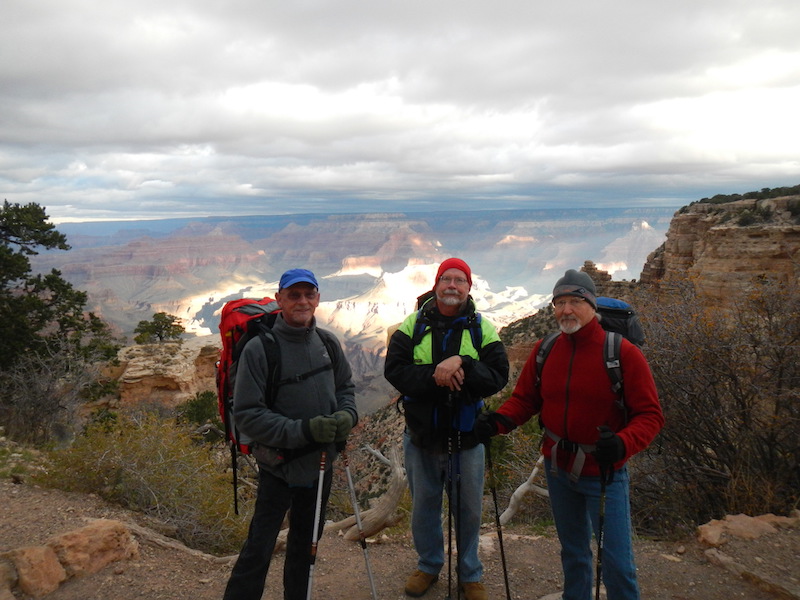 Bob, Ed, Dave at Grand Canyon hike start