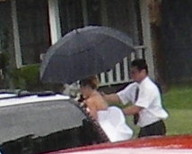 bride in the rain