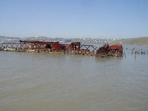 wreckage of burned ferry in martinez calif