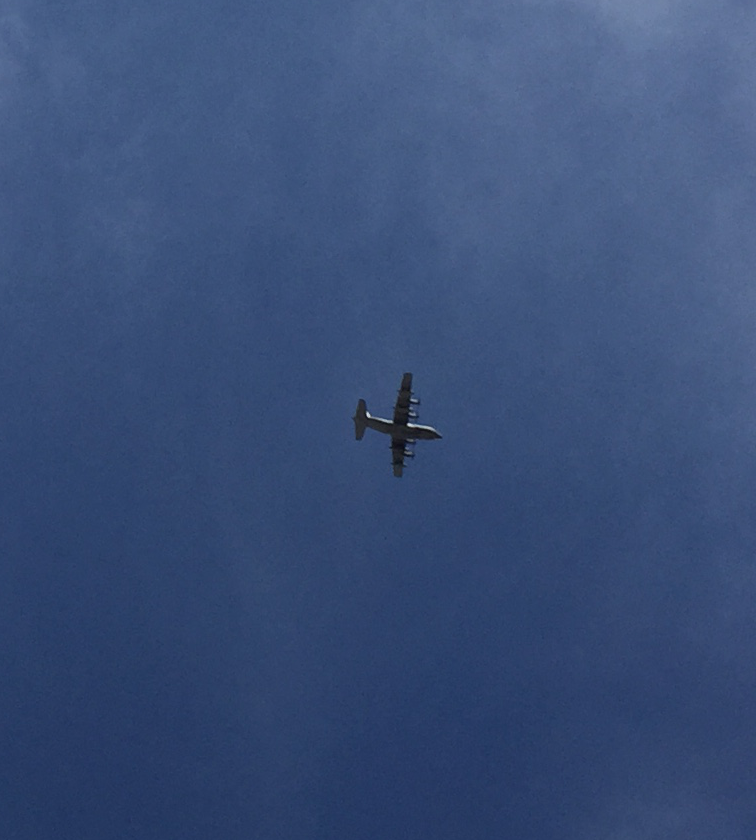 C-130 flying over house