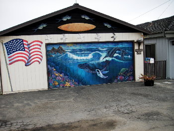 Seascape on a Cayucos garage door