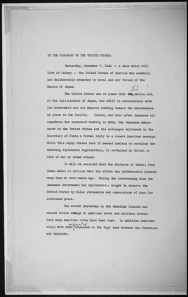 image of day of infamy speech.