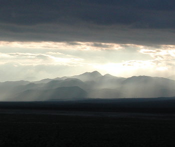 sun beams on mountains