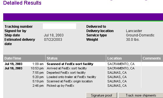 fedex tracking receipt for sails