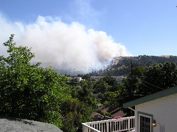 A fire starts in the hills above Martinez