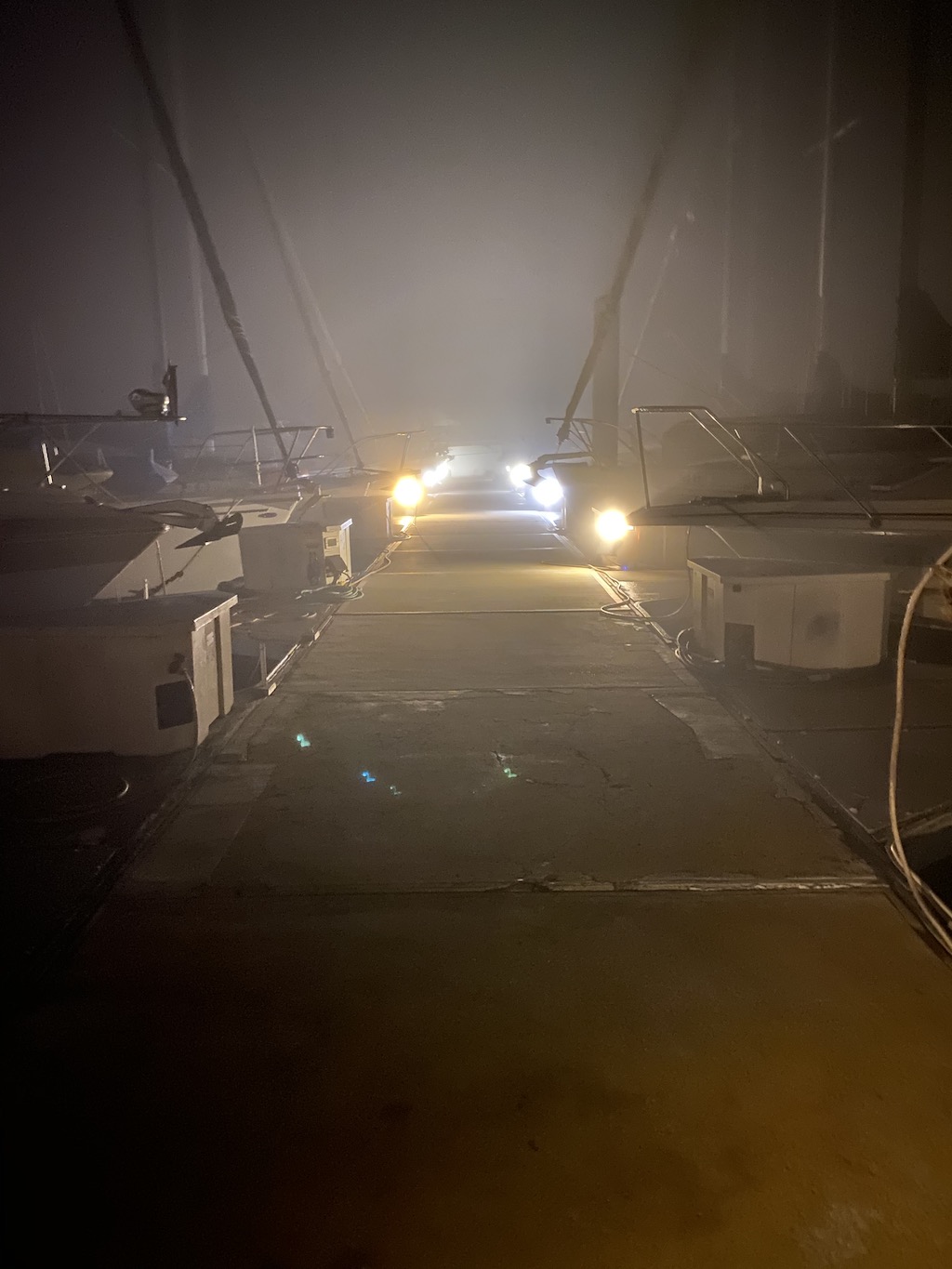 A foggy nite on the dock in Channel Islands harbor.