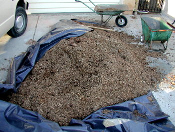 compost pile next to truck