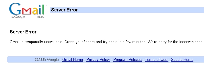 gmail error page