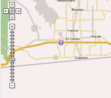 google map of mexican border
