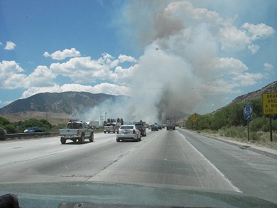 A fire alonside the I5 on the Grapevine, 2009