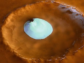 ice lake in mars crater