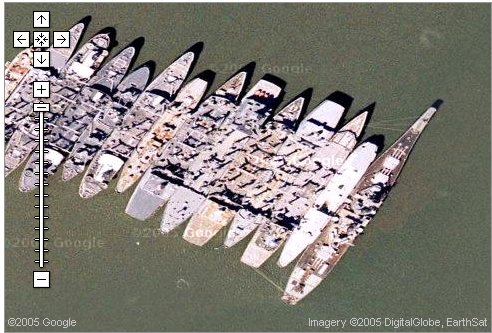 Battleship Iowa from orbit