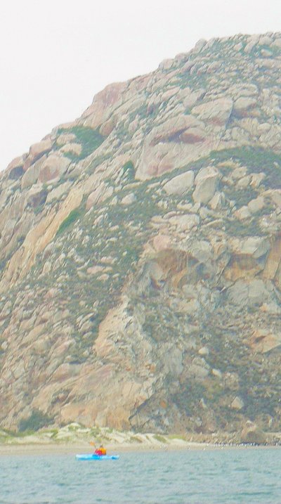 Kayak in front of Morro Rock