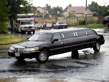 limo in the rain