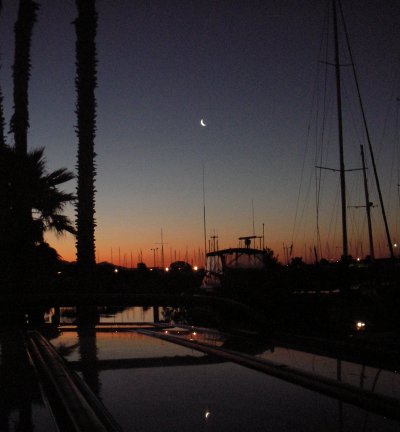 Moon over the marina