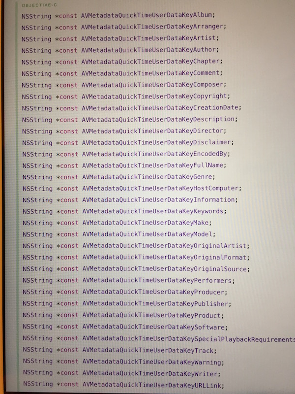 metadata keys