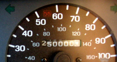 odometer displaying exactly 250,000