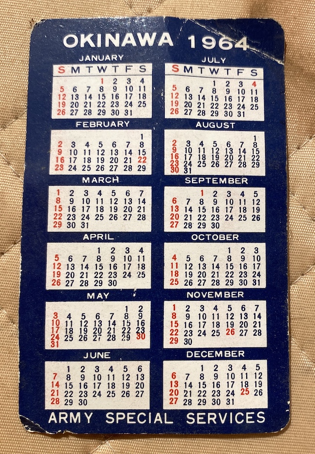 Okinawa Pocket Calendar 1964