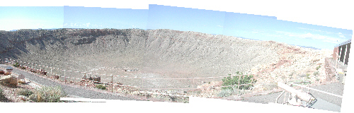 panoramic view of barringer meteor crater, arizona