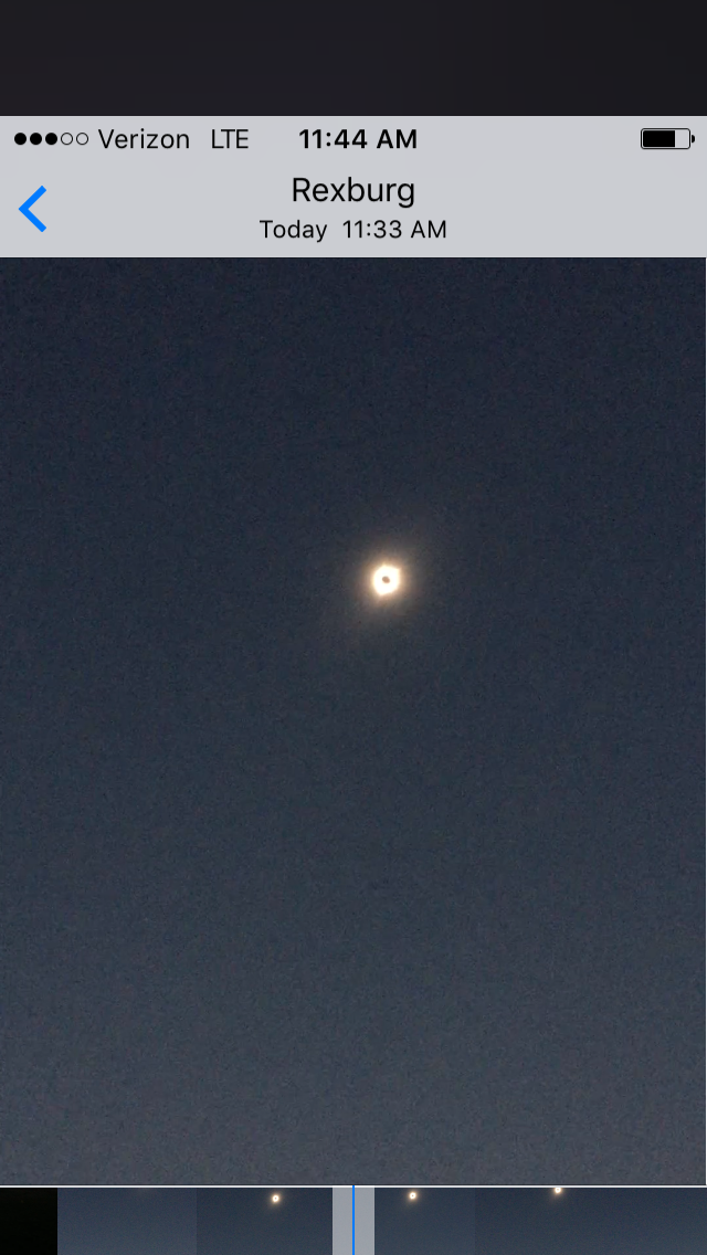 cell phone picture of totality