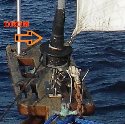 x detail of the roller furling drum