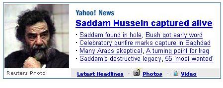 yahoo reports Hussein captured.