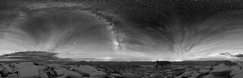 Panorama from top of Mt. Whitney, at night