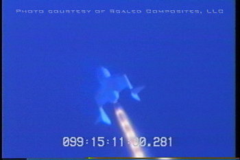 SpaceShipOne accelerates upwards