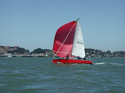 Sailboat with spinnaker, SF Bay, 2001