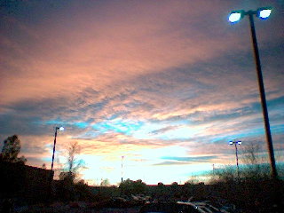 sunset behind the Lancaster library