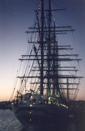 tall ship at dockside