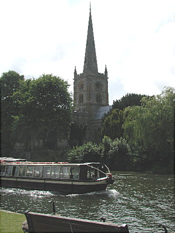 trinity church, stratform on avon, and barge