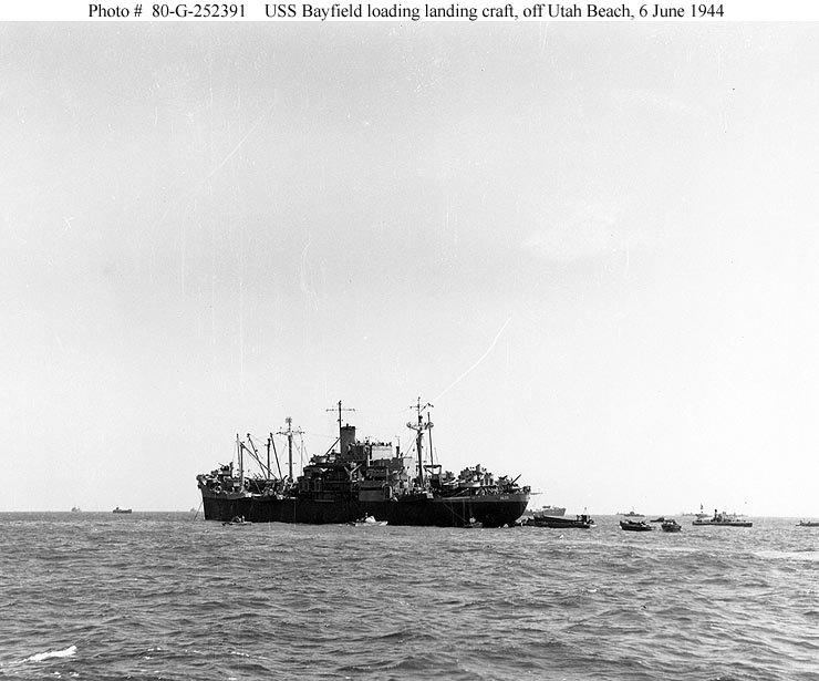 USS Bayfield off Utah Beach, 1944
