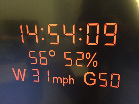 gusts to 50mph